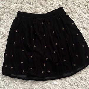 Zara girls velvet skirt with beaded embroidery